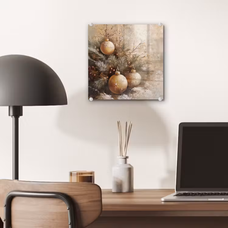 Kerst - Kerstballen - Beige - Goud plexiglas 5mm klein -sfeer6
