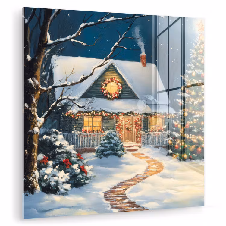Kerst - Kerstboom - Winter - Huis - Sneeuw plexiglas 5mm klein -zzzproduct_nieuw