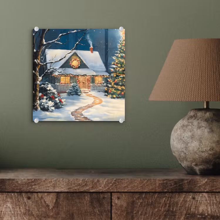Kerst - Kerstboom - Winter - Huis - Sneeuw plexiglas 5mm klein -sfeer3