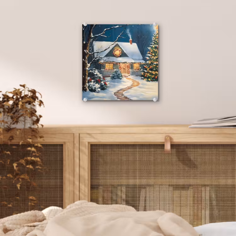 Kerst - Kerstboom - Winter - Huis - Sneeuw plexiglas 5mm klein -sfeer4