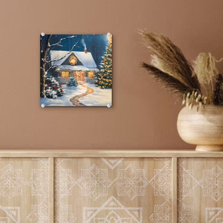 Kerst - Kerstboom - Winter - Huis - Sneeuw plexiglas 5mm klein -sfeer5