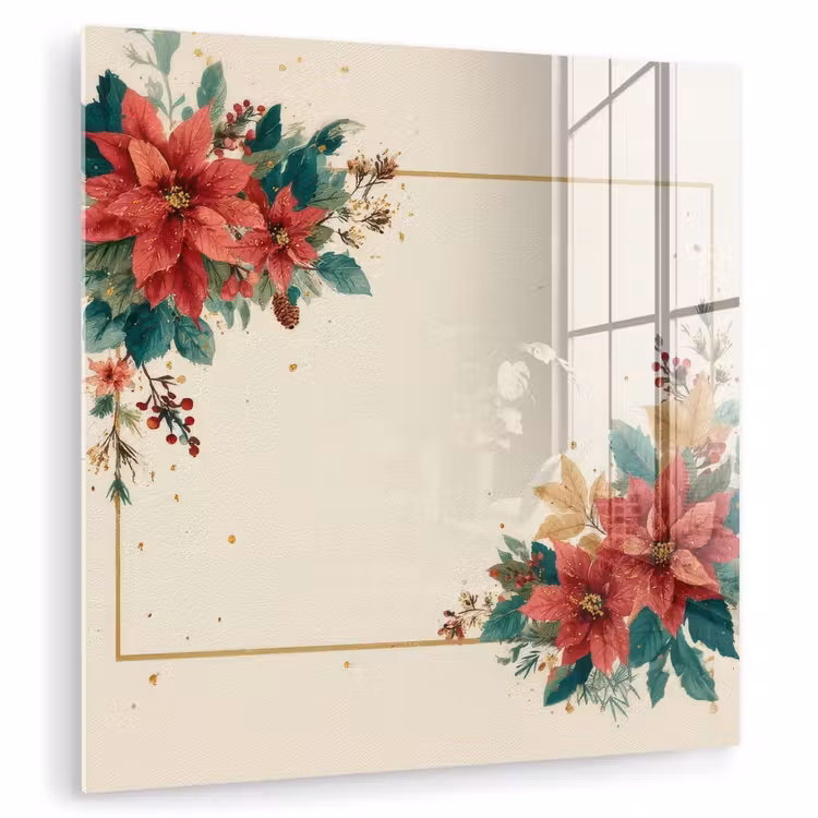 Kerst - Poinsettia - Omlijsting - Kleurrijk plexiglas 5mm klein -zzzproduct_nieuw