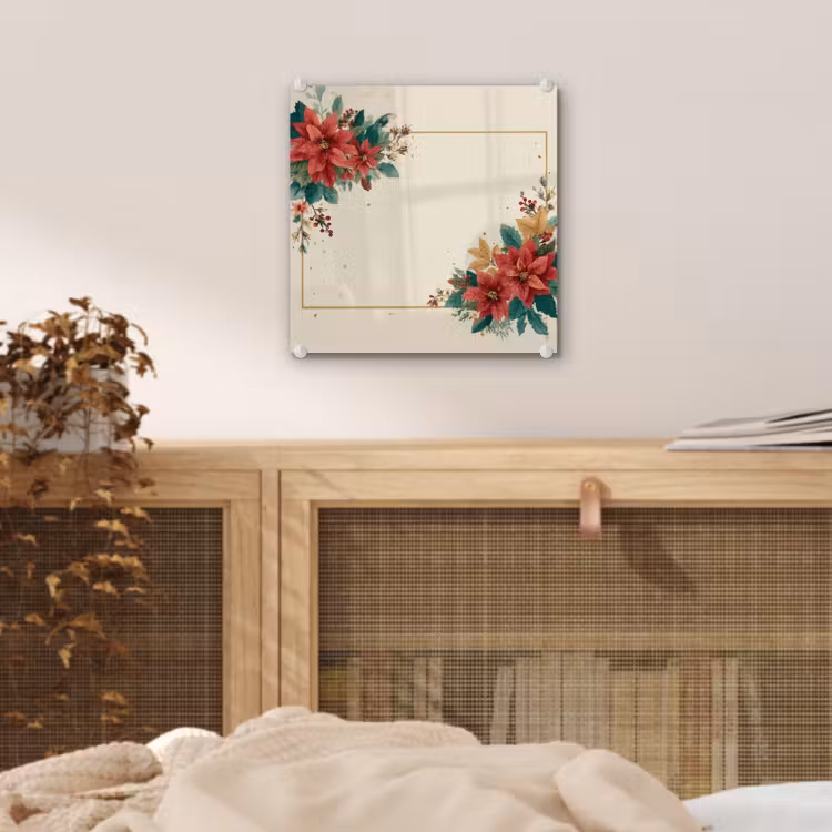 Kerst - Poinsettia - Omlijsting - Kleurrijk plexiglas 5mm klein -sfeer4