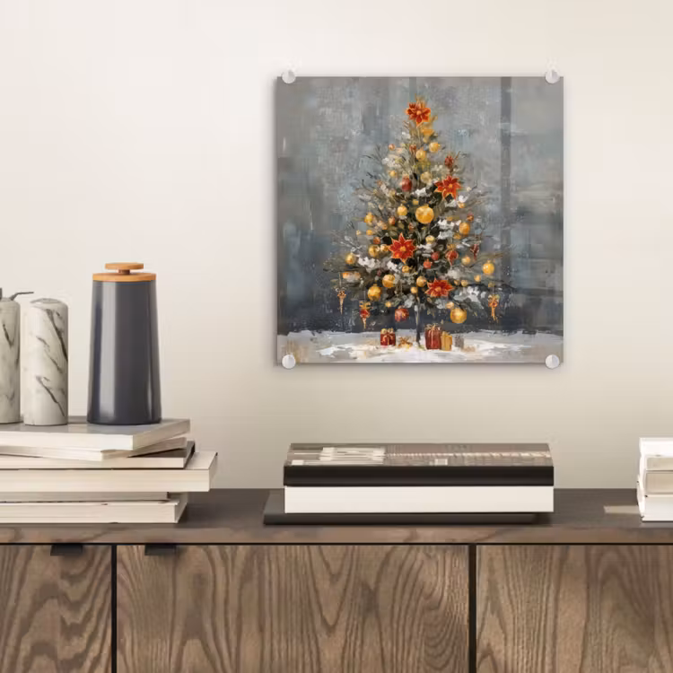 Kerstboom - Cadeaus - Rood - Goud plexiglas 5mm klein -sfeer1