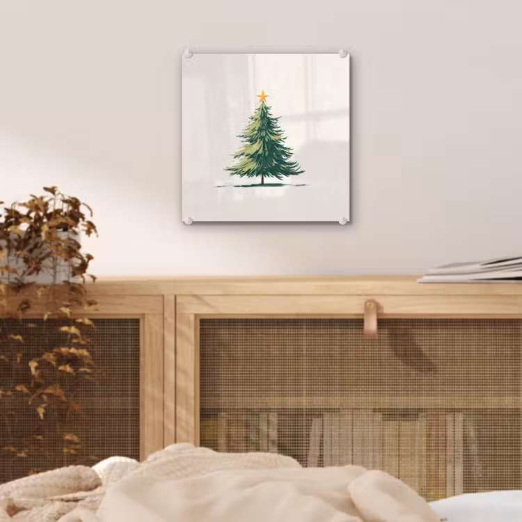 Kerstboom - Illustratie - Ster - Sneeuw plexiglas 5mm klein -sfeer4