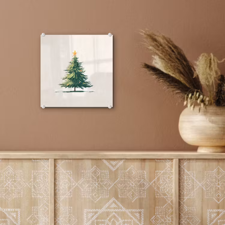 Kerstboom - Illustratie - Ster - Sneeuw plexiglas 5mm klein -sfeer5