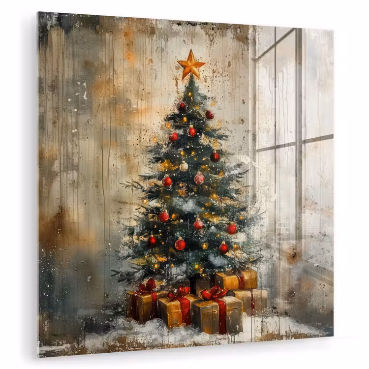 Kerstboom - Vintage - Kerst - Cadeau plexiglas 5mm klein -zzzproduct_nieuw