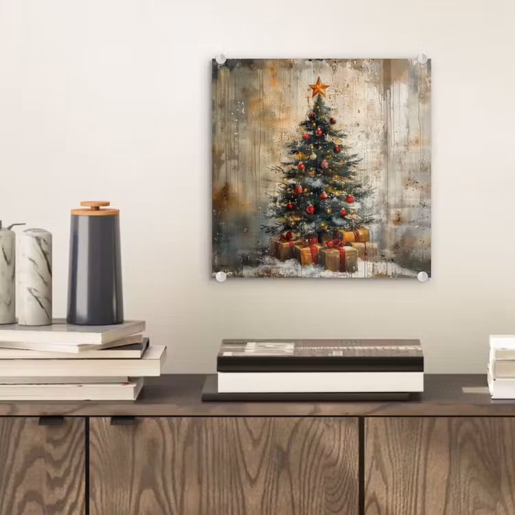 Kerstboom - Vintage - Kerst - Cadeau plexiglas 5mm klein -sfeer1