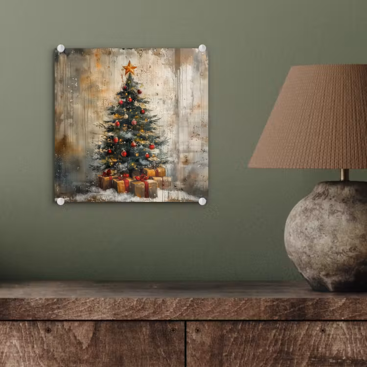 Kerstboom - Vintage - Kerst - Cadeau plexiglas 5mm klein -sfeer3