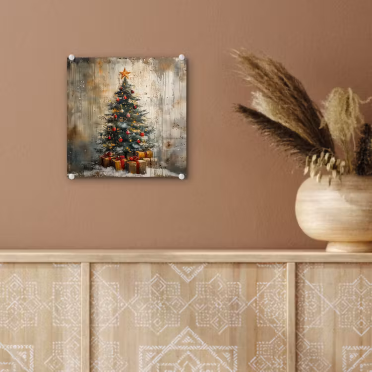 Kerstboom - Vintage - Kerst - Cadeau plexiglas 5mm klein -sfeer5