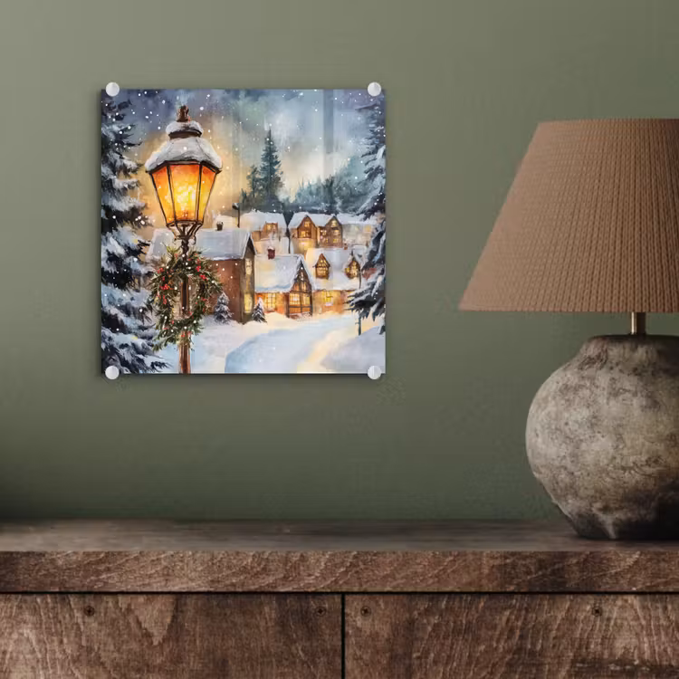Kerstdorp - Huizen - Sneeuw - Kerst plexiglas 5mm klein -sfeer3