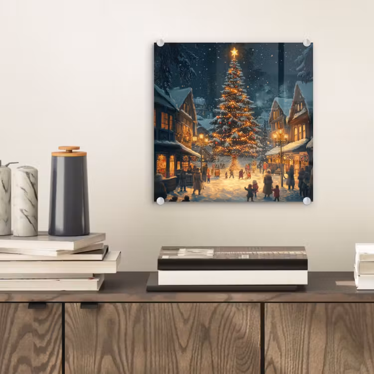Kerstfeest - Dorp - Donker plexiglas 5mm klein -sfeer1