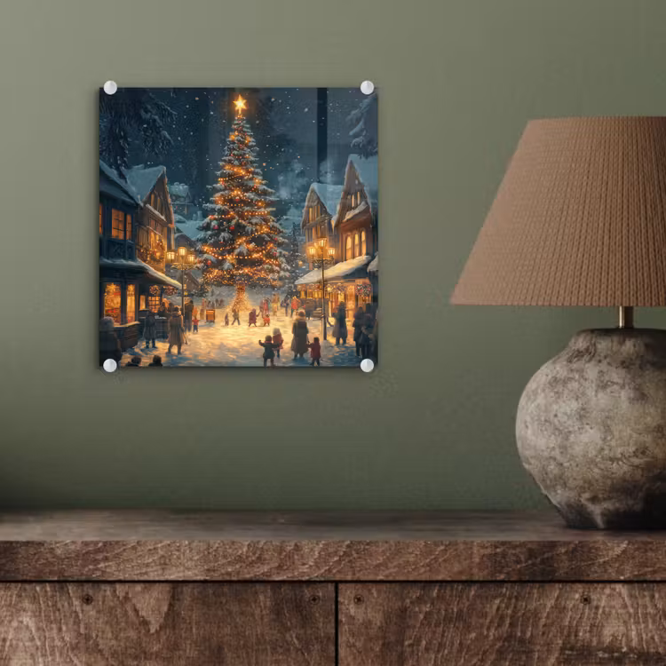 Kerstfeest - Dorp - Donker plexiglas 5mm klein -sfeer3