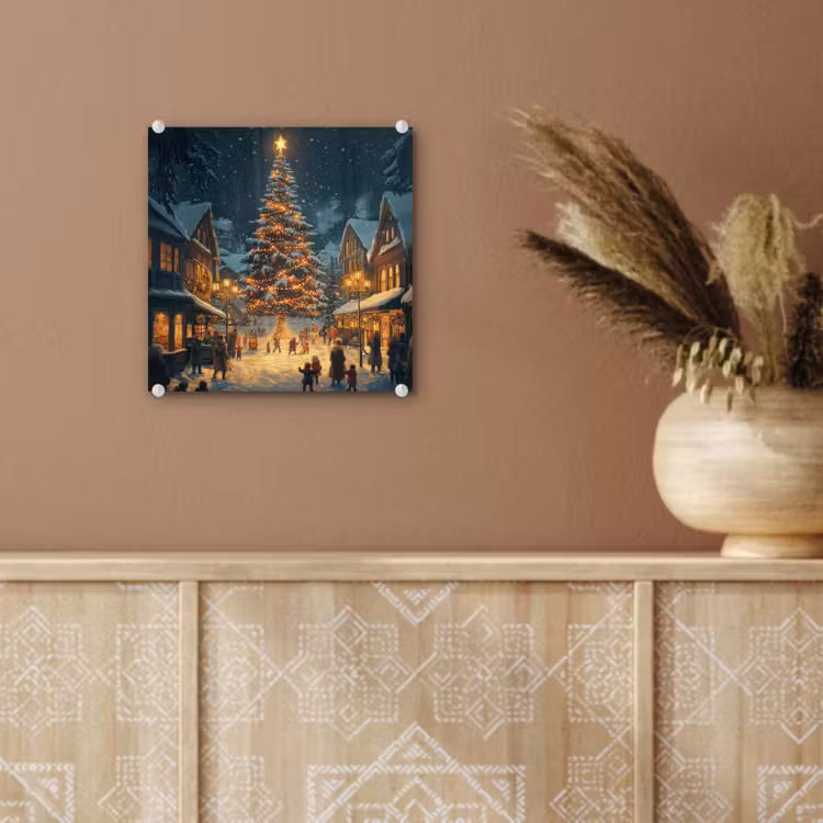 Kerstfeest - Dorp - Donker plexiglas 5mm klein -sfeer5