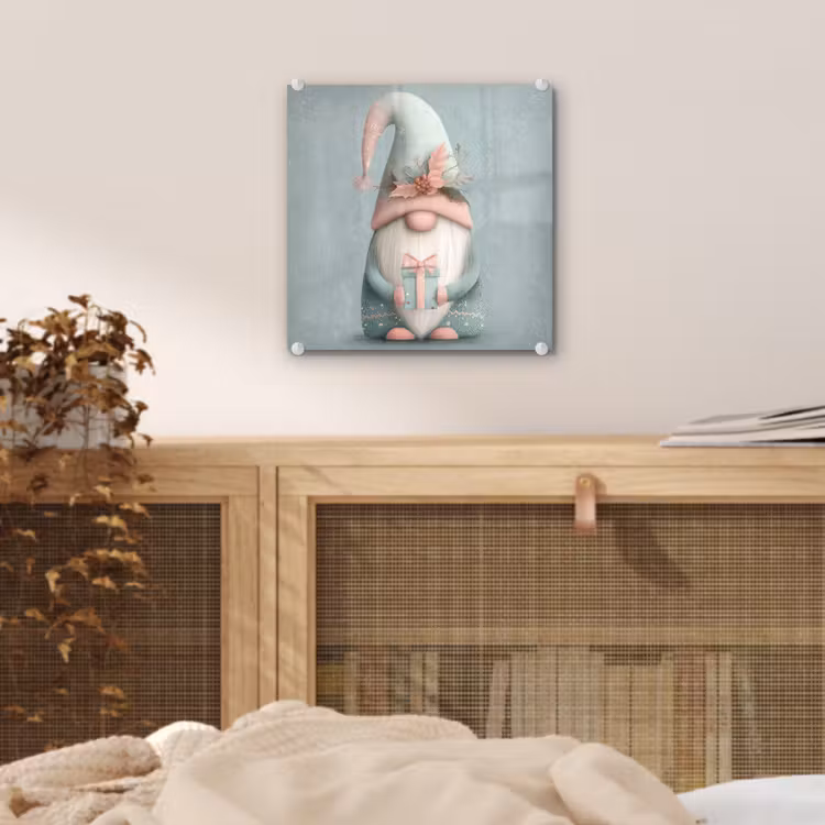 Kerstgnome - Cadeau - Groen plexiglas 5mm klein -sfeer4