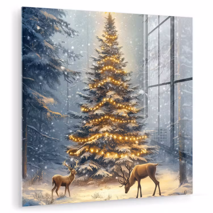 Kerstlicht - Woud - Hert - Donker plexiglas 5mm klein -zzzproduct_nieuw