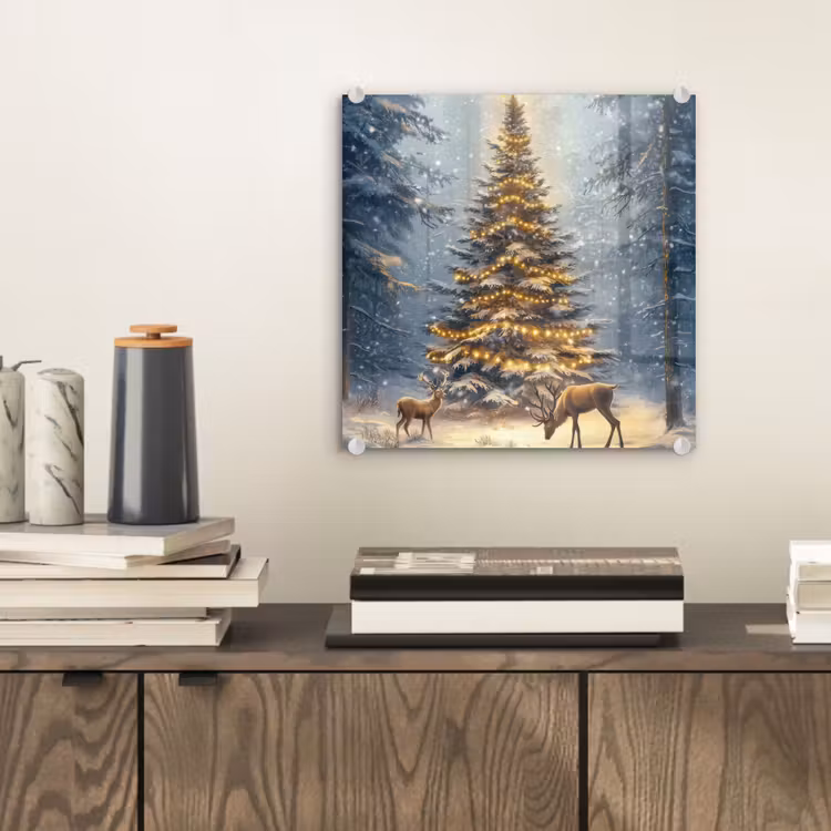 Kerstlicht - Woud - Hert - Donker plexiglas 5mm klein -sfeer1