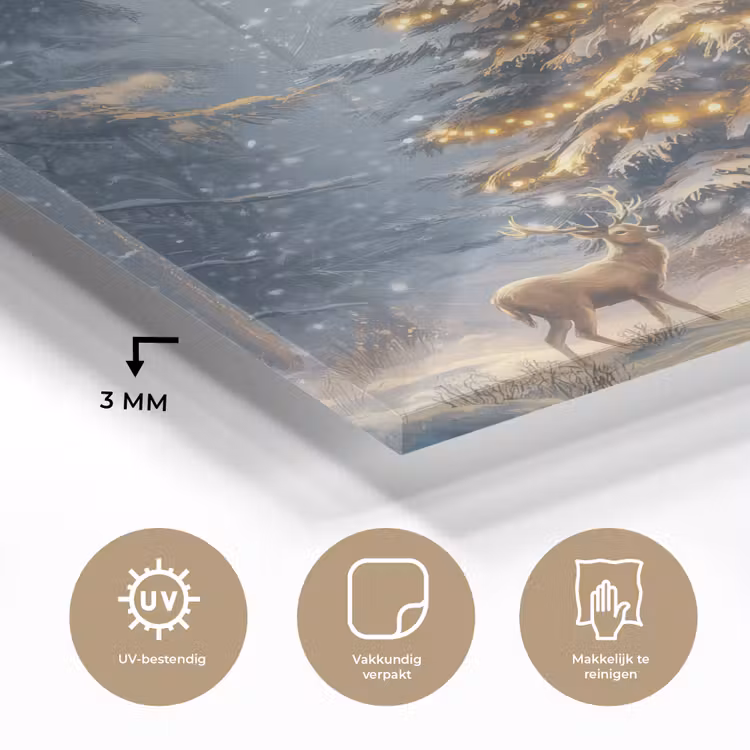 Kerstlicht - Woud - Hert - Donker plexiglas 5mm klein -sfeer2