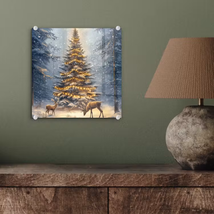 Kerstlicht - Woud - Hert - Donker plexiglas 5mm klein -sfeer3