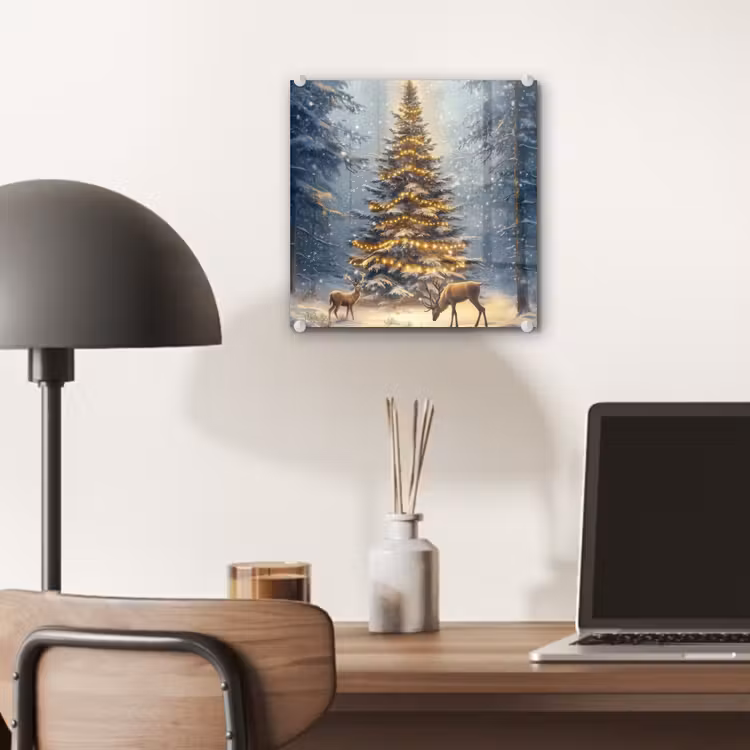 Kerstlicht - Woud - Hert - Donker plexiglas 5mm klein -sfeer6