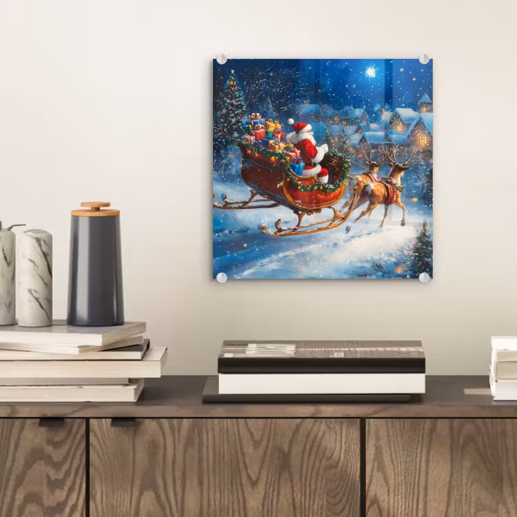 Kerstman - Rendier - Kerst - Sneeuw plexiglas 5mm klein -sfeer1