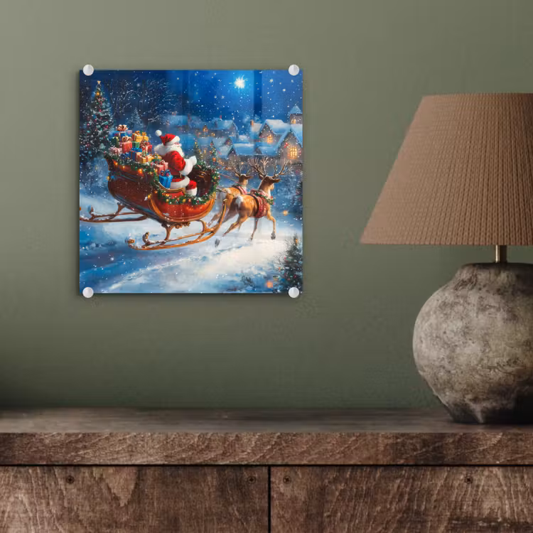 Kerstman - Rendier - Kerst - Sneeuw plexiglas 5mm klein -sfeer3