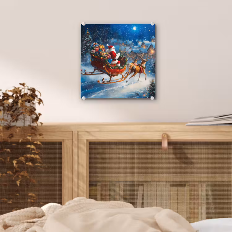 Kerstman - Rendier - Kerst - Sneeuw plexiglas 5mm klein -sfeer4