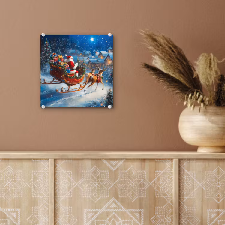 Kerstman - Rendier - Kerst - Sneeuw plexiglas 5mm klein -sfeer5