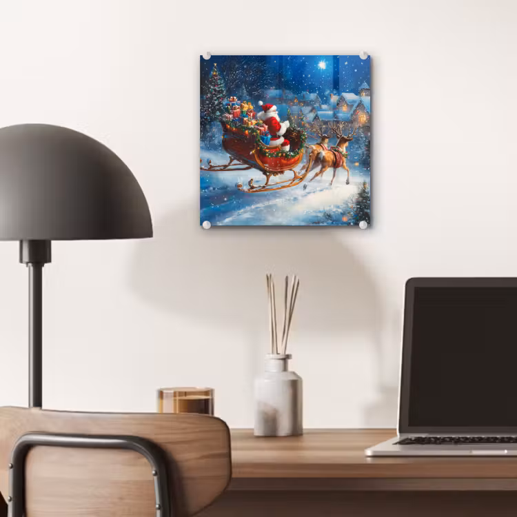 Kerstman - Rendier - Kerst - Sneeuw plexiglas 5mm klein -sfeer6