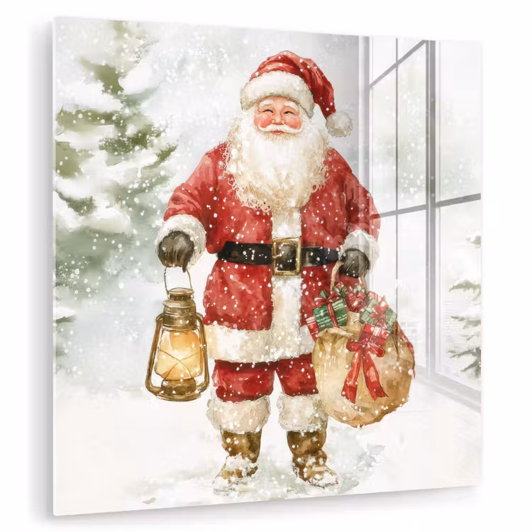 Kerstman- Winter - Sneeuw - Wit - Rood plexiglas 5mm klein -zzzproduct_nieuw