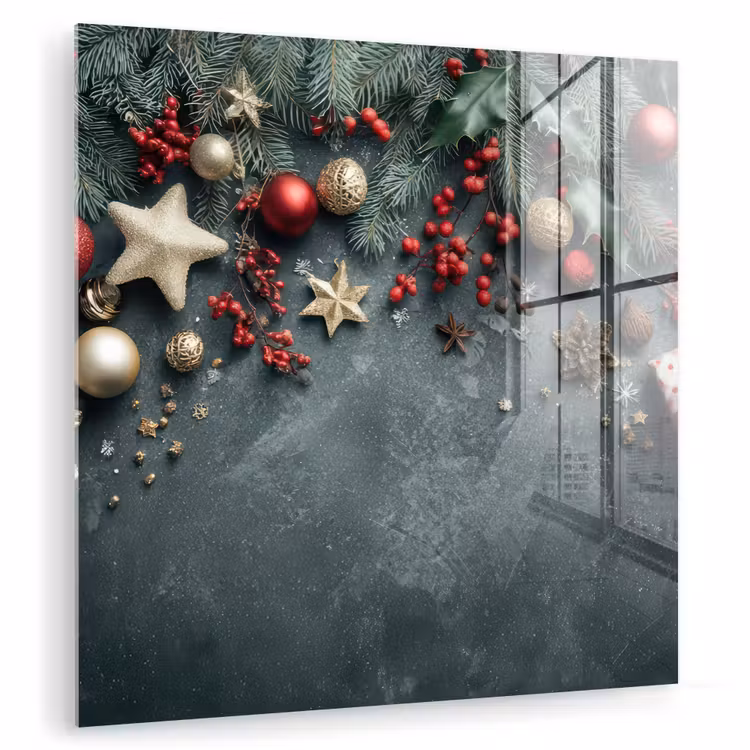 Kerstomlijsting - Hulst - Kleurrijk plexiglas 5mm klein -zzzproduct_nieuw