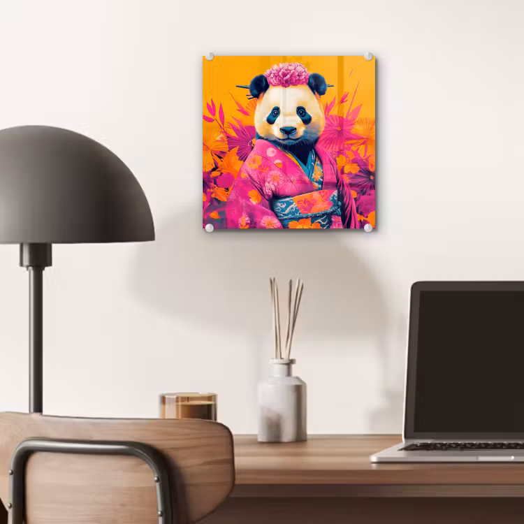 Kimono - Roze - Panda - Bloemenkroon plexiglas 5mm klein -sfeer6
