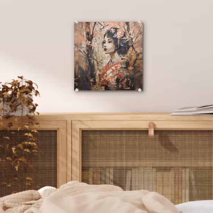 Kimono - Vrouw - kersenbomen plexiglas 5mm klein -sfeer4