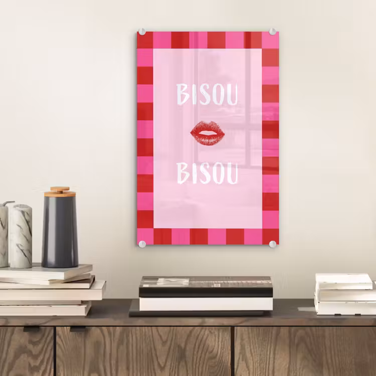 Kiss - Roze - Frans - Valentijn plexiglas 5mm klein -sfeer1