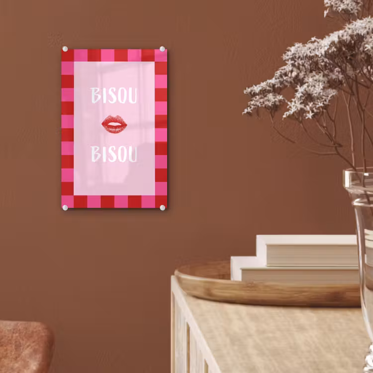 Kiss - Roze - Frans - Valentijn plexiglas 5mm klein -sfeer5