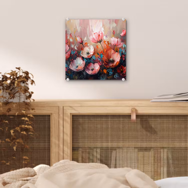Klaprozen - Roze - Bloemen - Botanisch - Kunst plexiglas 5mm klein -sfeer4
