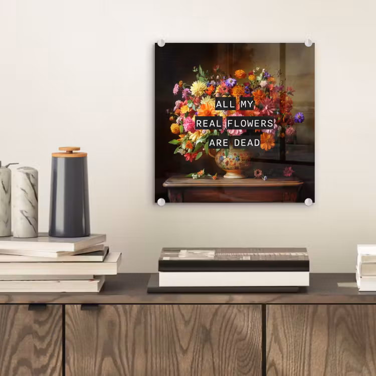 Kleur - Bloemen - Vintage - Bloemenvaas plexiglas 5mm klein -sfeer1