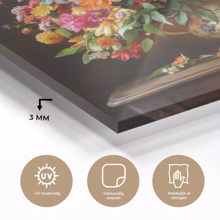 Kleuren - Boeket - Vaas - Hout plexiglas 5mm klein -sfeer2