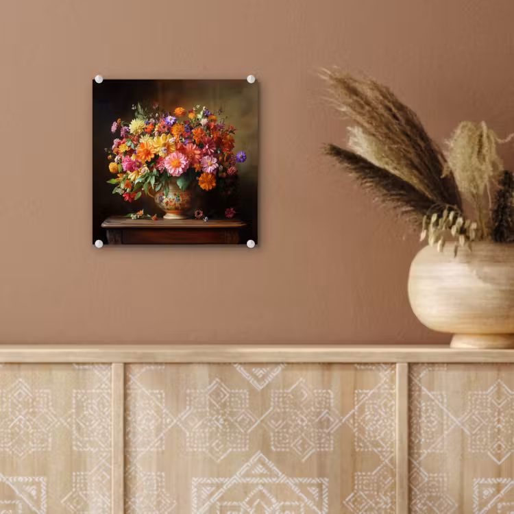 Kleuren - Boeket - Vaas - Hout plexiglas 5mm klein -sfeer5