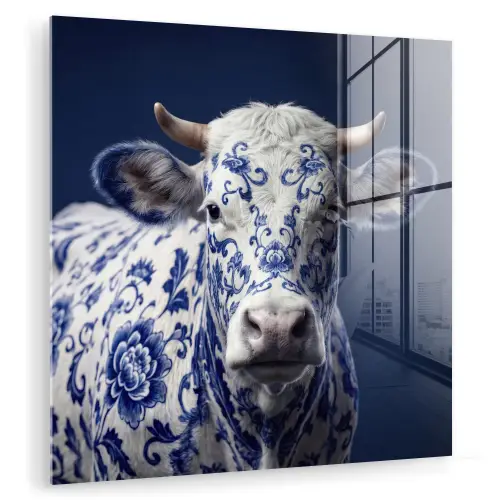 Koe - Delfts - Blauw - Artistiek plexiglas 5mm klein -zzzproduct_nieuw