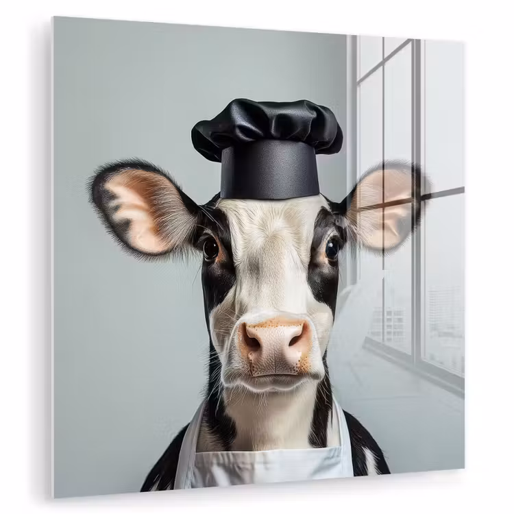 Koe - Zwart - Wit - Kok plexiglas 5mm klein -zzzproduct_nieuw