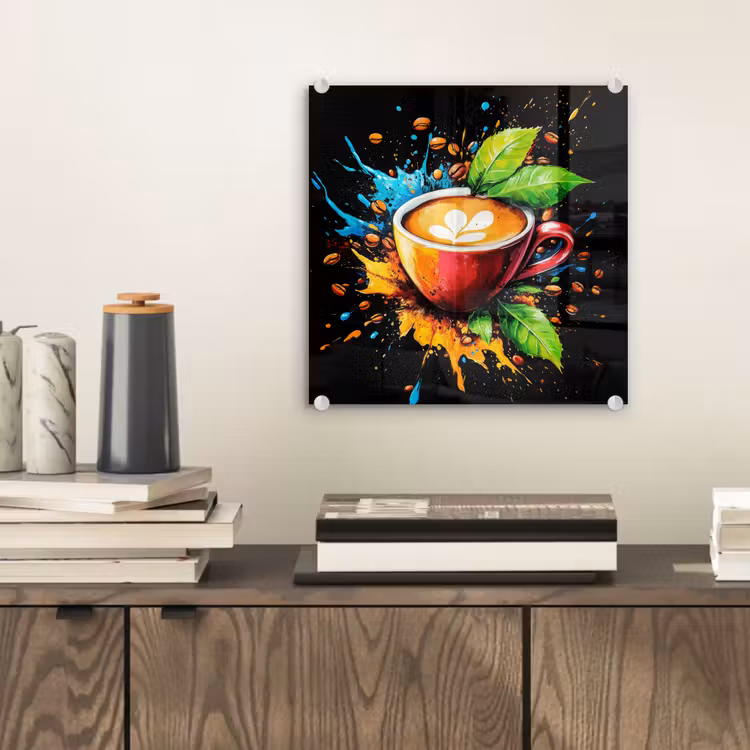 Koffie - Graffiti - Drinken - Abstract plexiglas 5mm klein -sfeer1