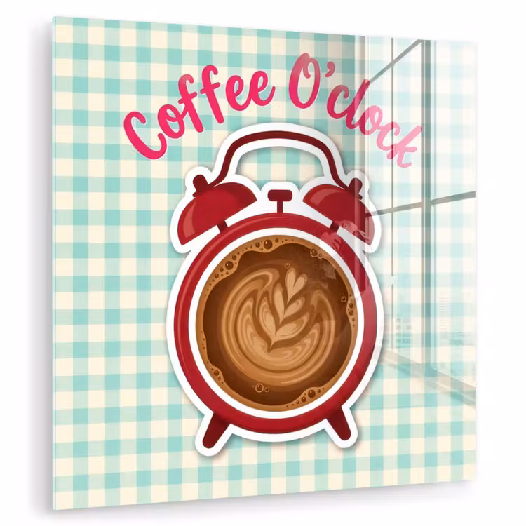 Koffie - Klok - Groen plexiglas 5mm klein -zzzproduct_nieuw