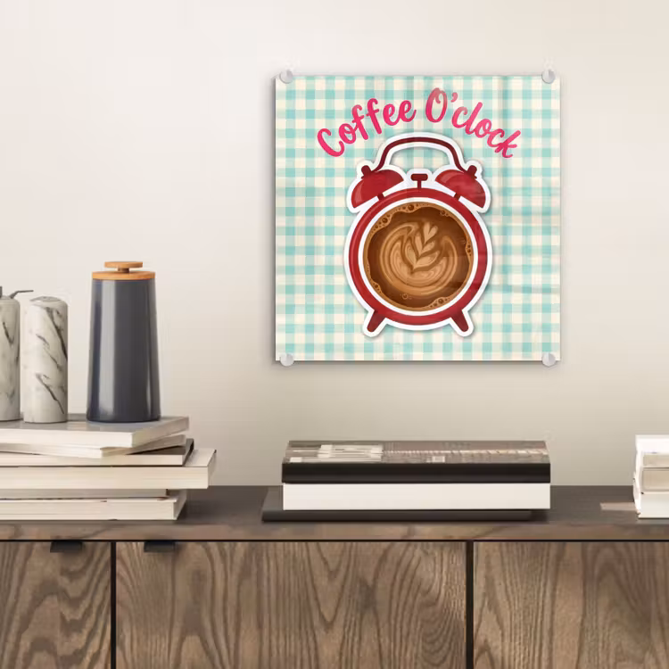 Koffie - Klok - Groen plexiglas 5mm klein -sfeer1