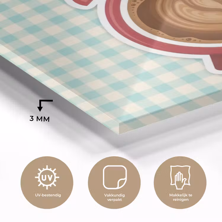 Koffie - Klok - Groen plexiglas 5mm klein -sfeer2