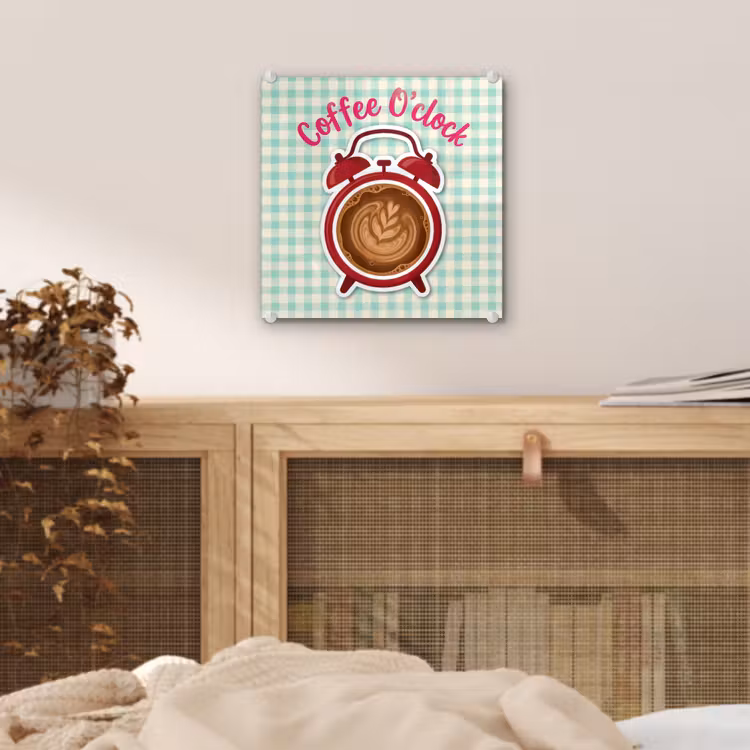 Koffie - Klok - Groen plexiglas 5mm klein -sfeer4
