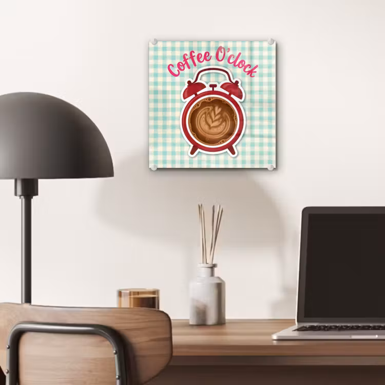 Koffie - Klok - Groen plexiglas 5mm klein -sfeer6