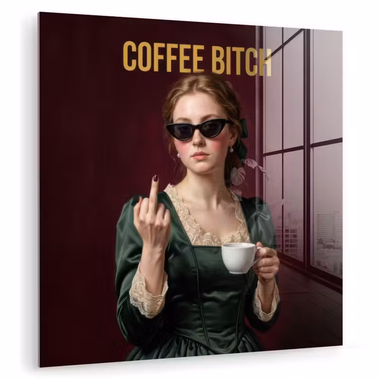 Koffie - Vrouw - Middelvinger plexiglas 5mm klein -zzzproduct_nieuw