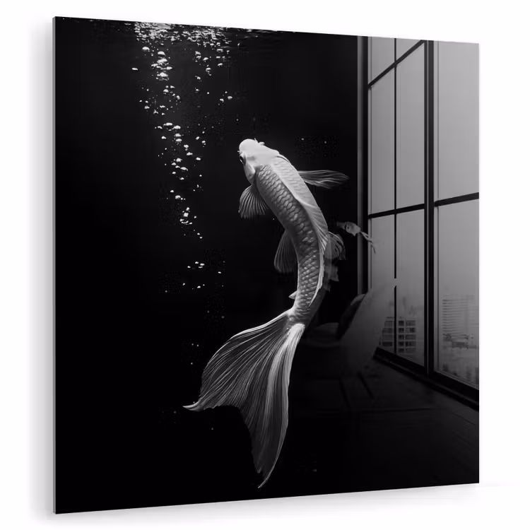Koi - Vis - Wit - Zwart plexiglas 5mm klein -zzzproduct_nieuw