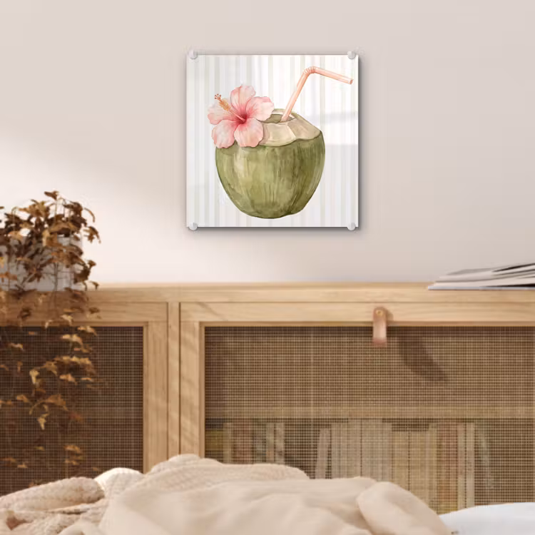Kokosnoot - Drank - Tropisch - Illustratie - Zomer plexiglas 5mm klein -sfeer4